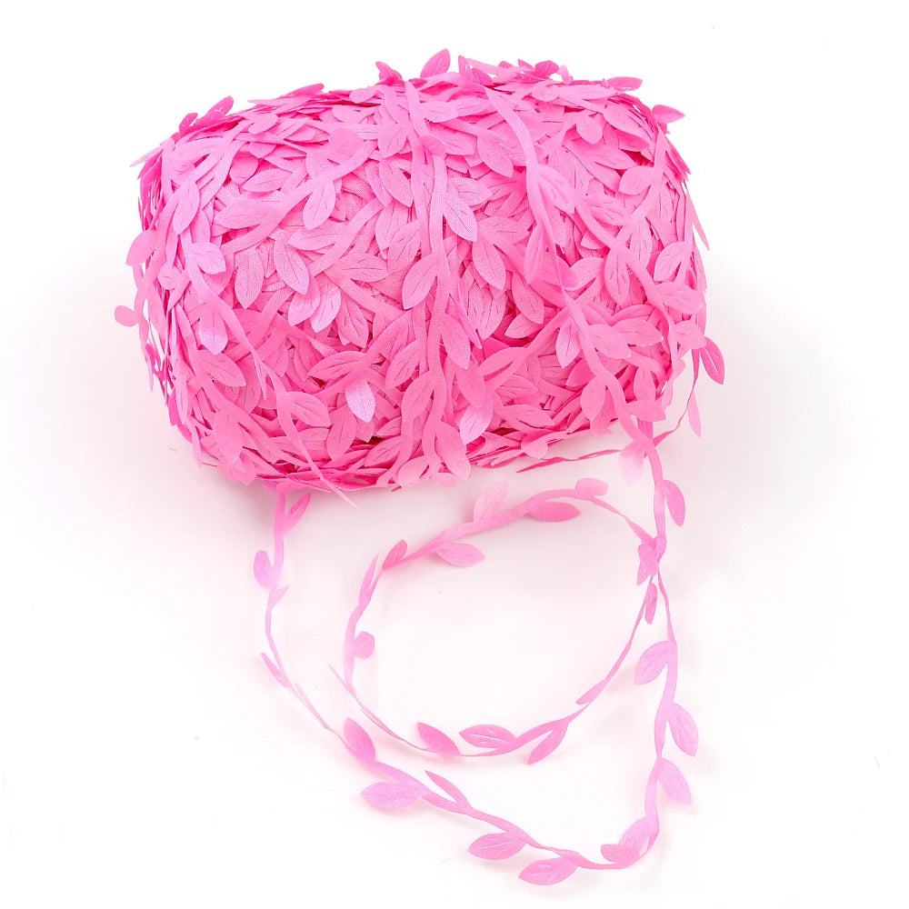 Feuilles artificielles en soie, 5 mètres, vertes et dorées, pour décoration de boîte de mariage, feuillage, scrapbooking, couronne artisanale