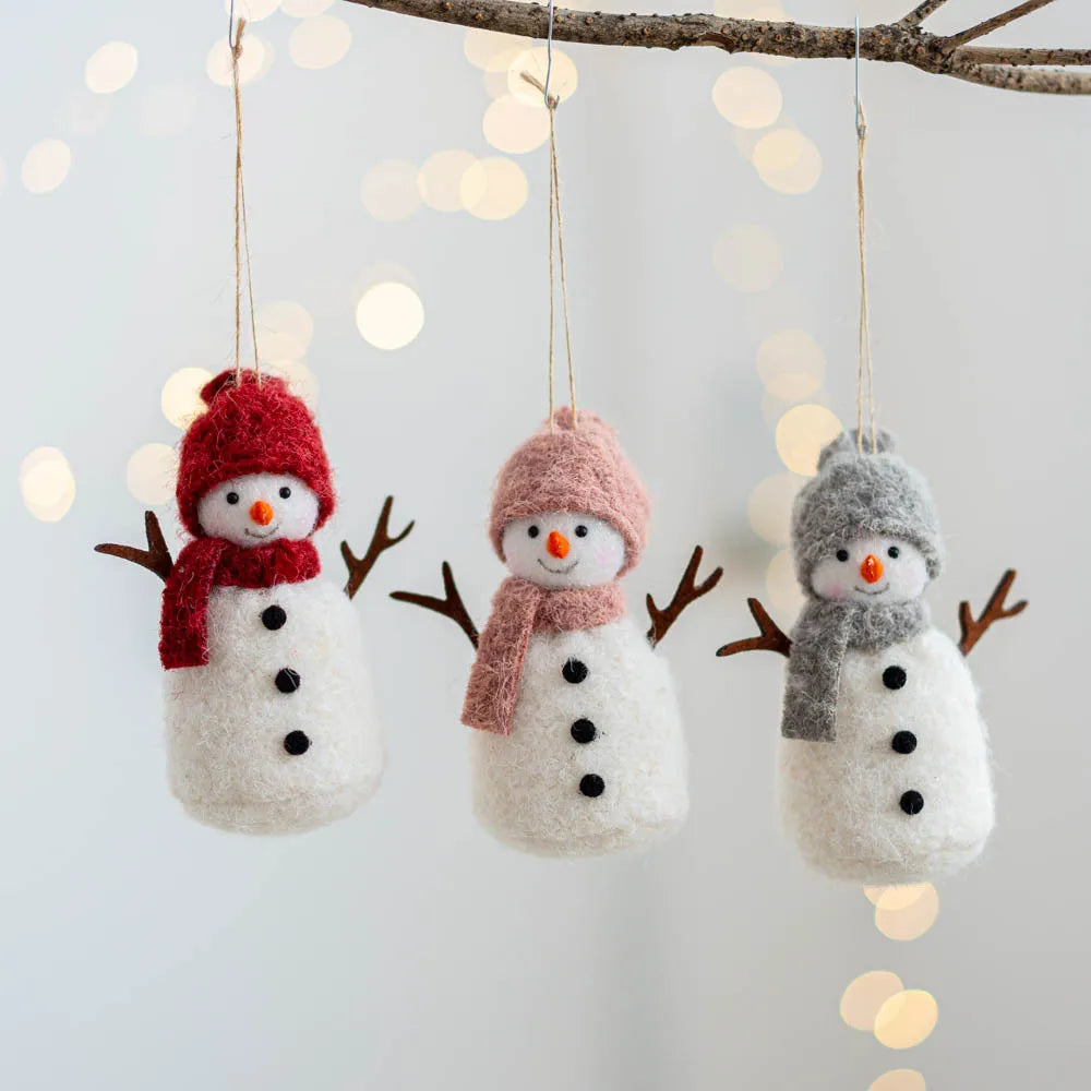 Pendentif de Bonhomme de neige de Noël, décoration d'arbre de Noël, poupée en feutre
