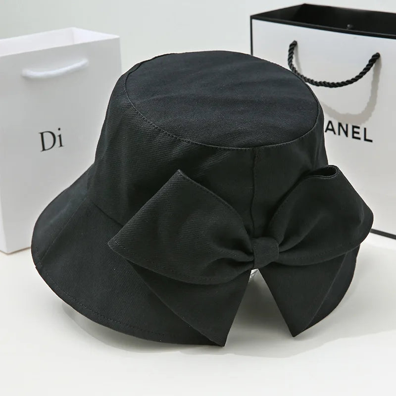 Casquettes de soleil de plage pour dames, filles, chapeaux seau à large bord avec nœud papillon pour femmes, été en plein air