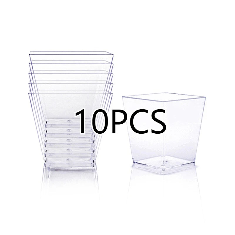 Gobelets à Dessert jetables transparents de 60ml, Mini tasses trapézoïdales, conteneurs pour desserts de fête de Restaurant, crème glacée, 10/20 pièces.
