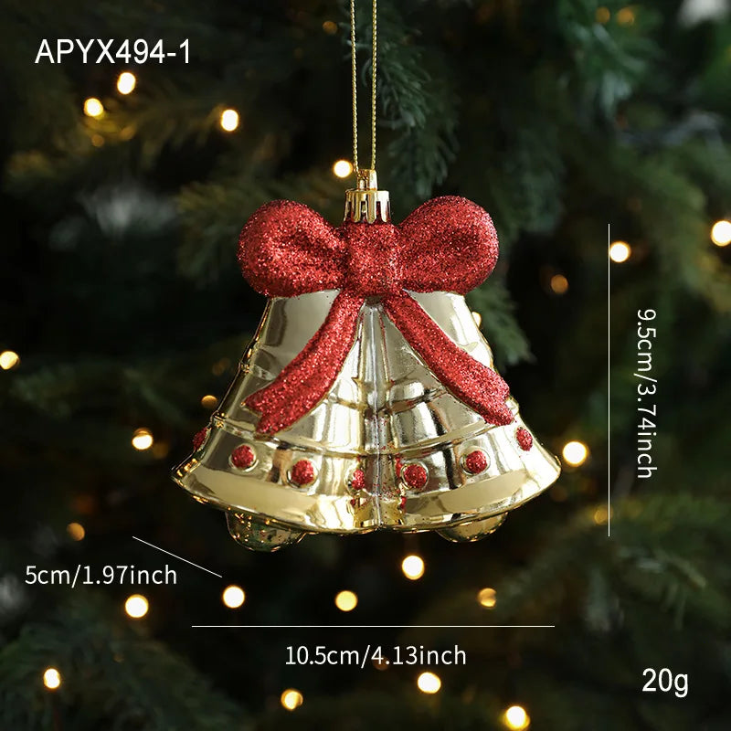 Ornements d'arbre de Noël, cloche d'ours en or, pendentifs suspendus pour arbre de Noël