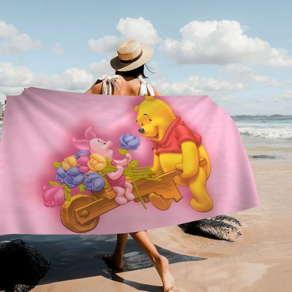 Winnie l'ourson ours serviette de plage dessin animé mignon été enfants grande piscine serviette de plage microfibre absorbant pour voyage de natation