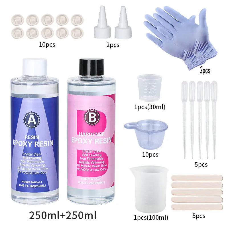 Kit de résine époxy transparente 1:1, haute brillance et bulles, fournitures d'art gratuites pour revêtement et moulage, fabrication de bijoux artisanaux à faire soi-même