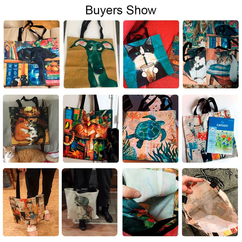 Mode Sarah Kay impression pliable écologique sac à provisions fourre-tout sacs à main 40X40CM pour voyage sac d'épicerie