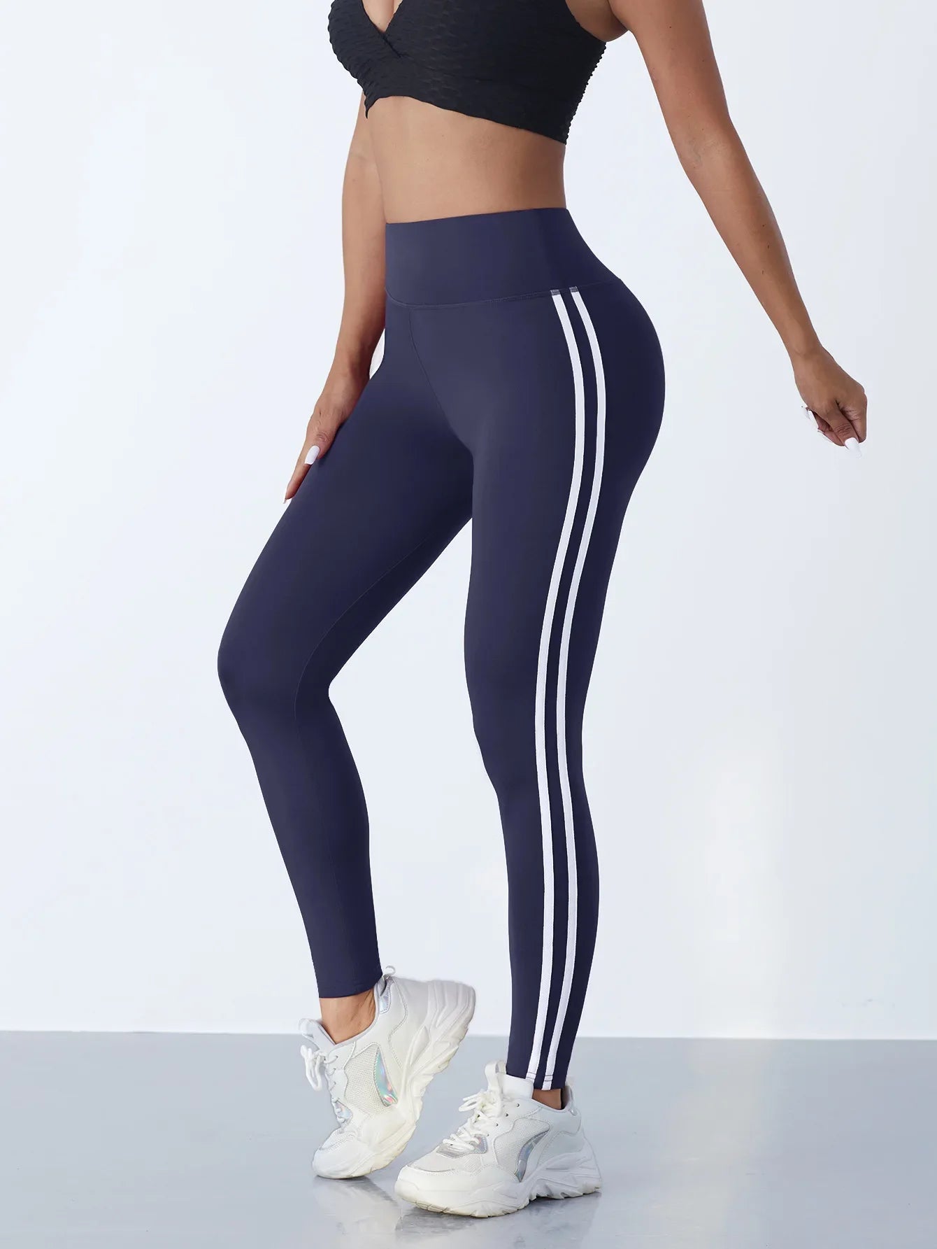 Leggings de Yoga pour femmes, pantalons de sport Slim rayés, taille haute, levage des hanches, collants décontractés, entraînement, course à pied, extensibles