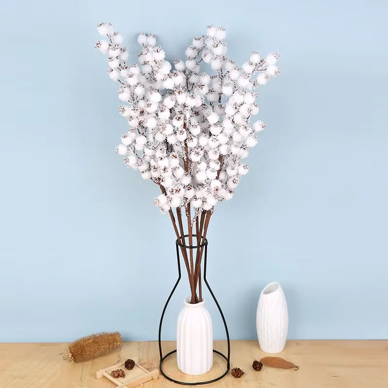 Bouquet de baies blanches artificielles 58cm