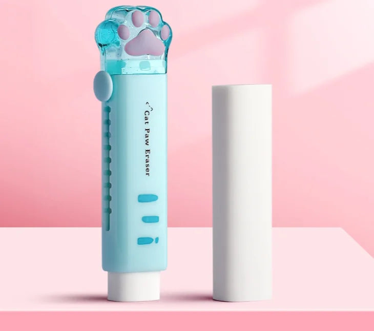 Gomme avec design push-pull rétractable, forme créative de griffe de chat de dessin animé, papeterie spécifique aux étudiants, gomme portable