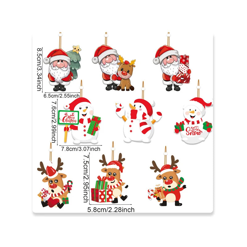 Décoration de Noël en bois, père Noël, bonhomme de neige, wapiti, décoration d'arbre de Noël, 9 pièces