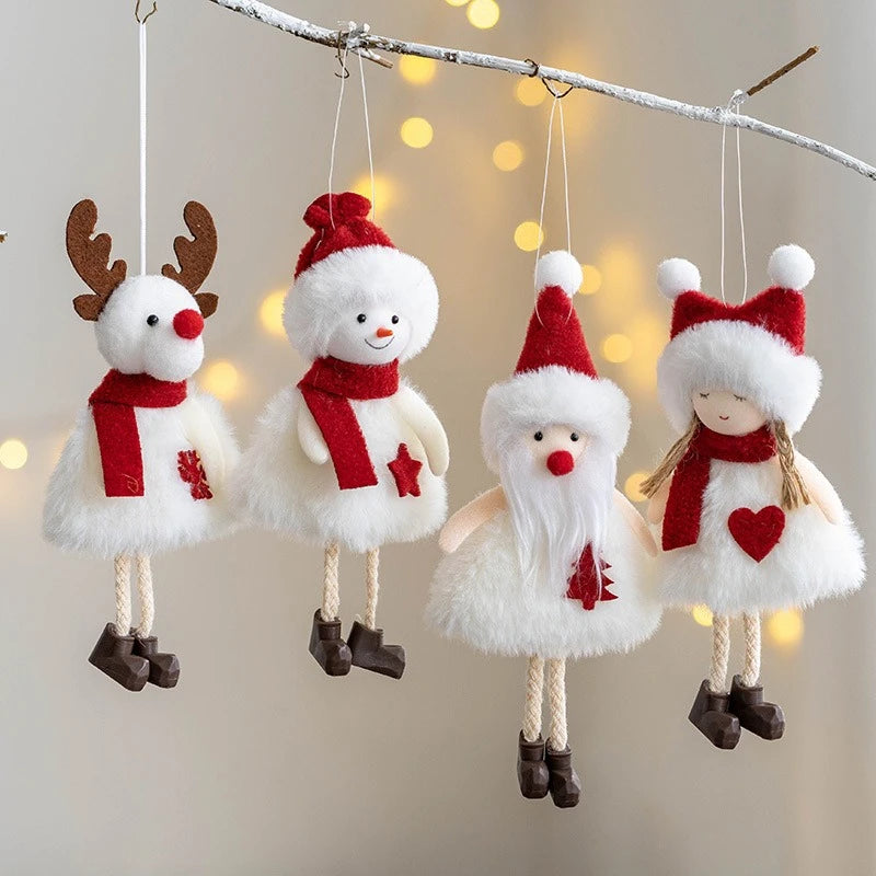 Poupées en peluche de Noël suspendues, ornements d'arbre de Noël, pendentif mignon bonhomme de neige d'élan