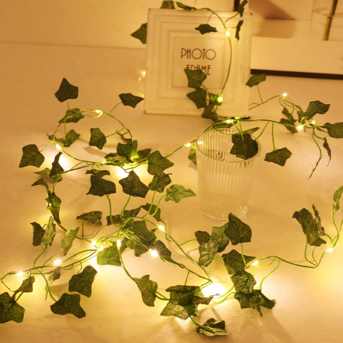2/3/5M feuilles dorées chaîne fée lumières pour mariage fête d'anniversaire décoration maison jardin plante artificielle guirlande vigne lumière