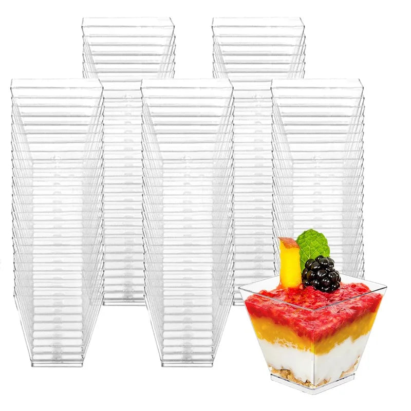 Gobelets à Dessert jetables transparents de 60ml, Mini tasses trapézoïdales, conteneurs pour desserts de fête de Restaurant, crème glacée, 10/20 pièces.