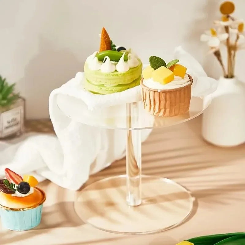 Support à gâteaux rond Transparent en acrylique