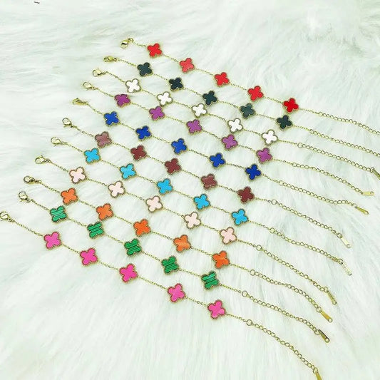 Bracelet Double face en acier inoxydable, 10 pièces, feuille de plante, accessoires de mode polyvalents, cadeau de saint valentin, Souvenir pour femmes