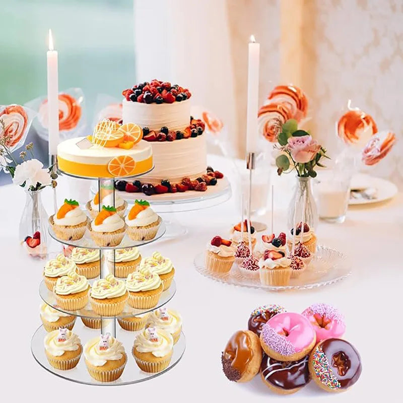 Support à cupcakes rond en acrylique à 3/4/5 niveaux