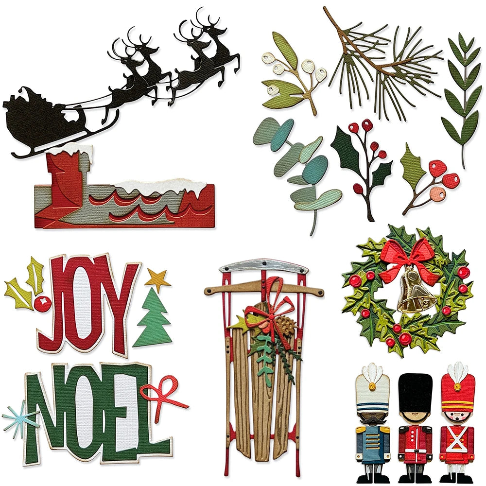 Matrices de découpe en métal, traîneau de renne de Noël