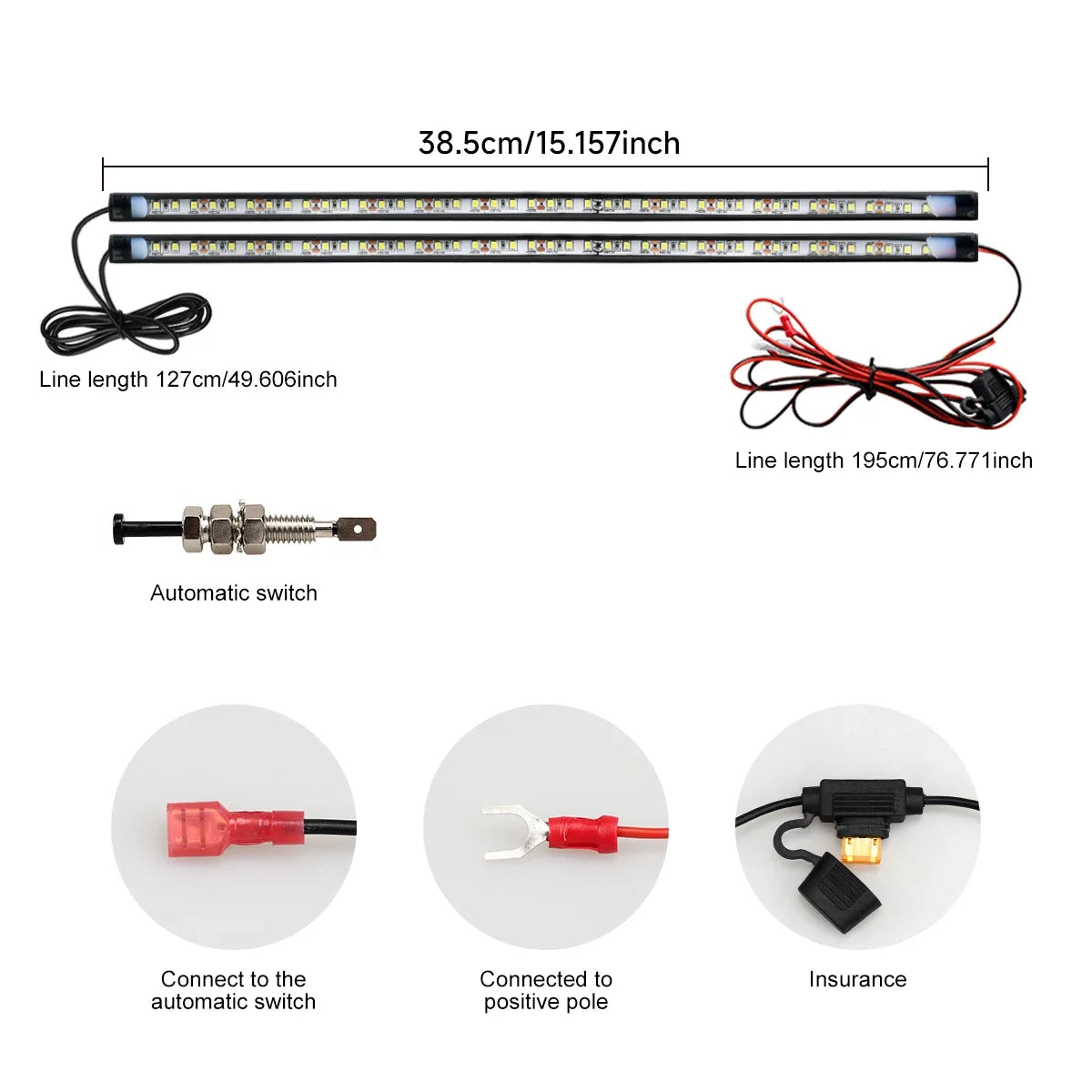 Éclairage LED sous le capot de voiture 2 en 1, 12V, universel, étanche, bande de lumière blanche Super brillante, convient à tout véhicule