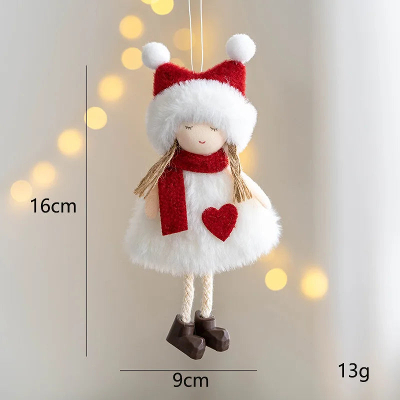 Poupées en peluche de Noël suspendues, ornements d'arbre de Noël, pendentif mignon bonhomme de neige d'élan