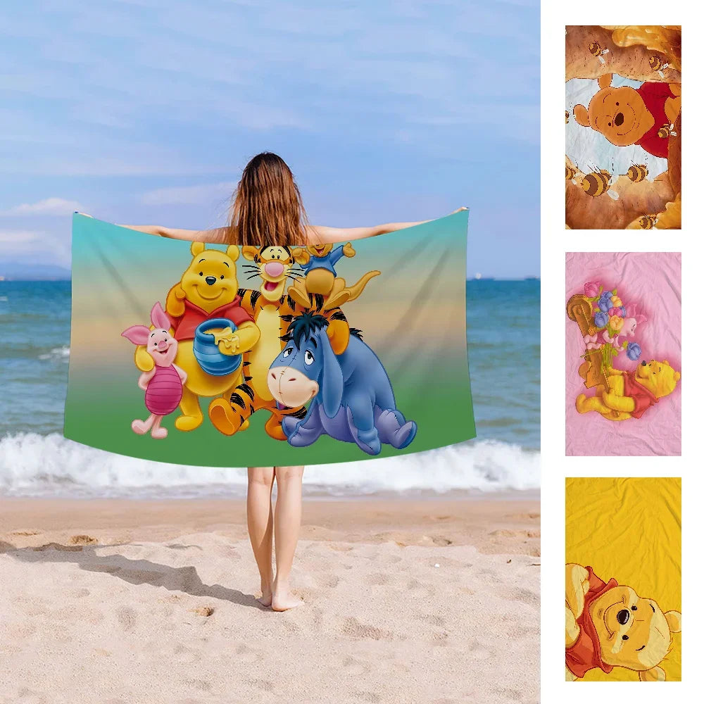 Winnie l'ourson ours serviette de plage dessin animé mignon été enfants grande piscine serviette de plage microfibre absorbant pour voyage de natation