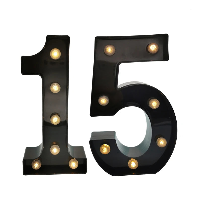 2 pièces 18 21st 30th 40th 50th 60th noir numéro LED chaîne veilleuse lampe joyeux adulte anniversaire fête décoration