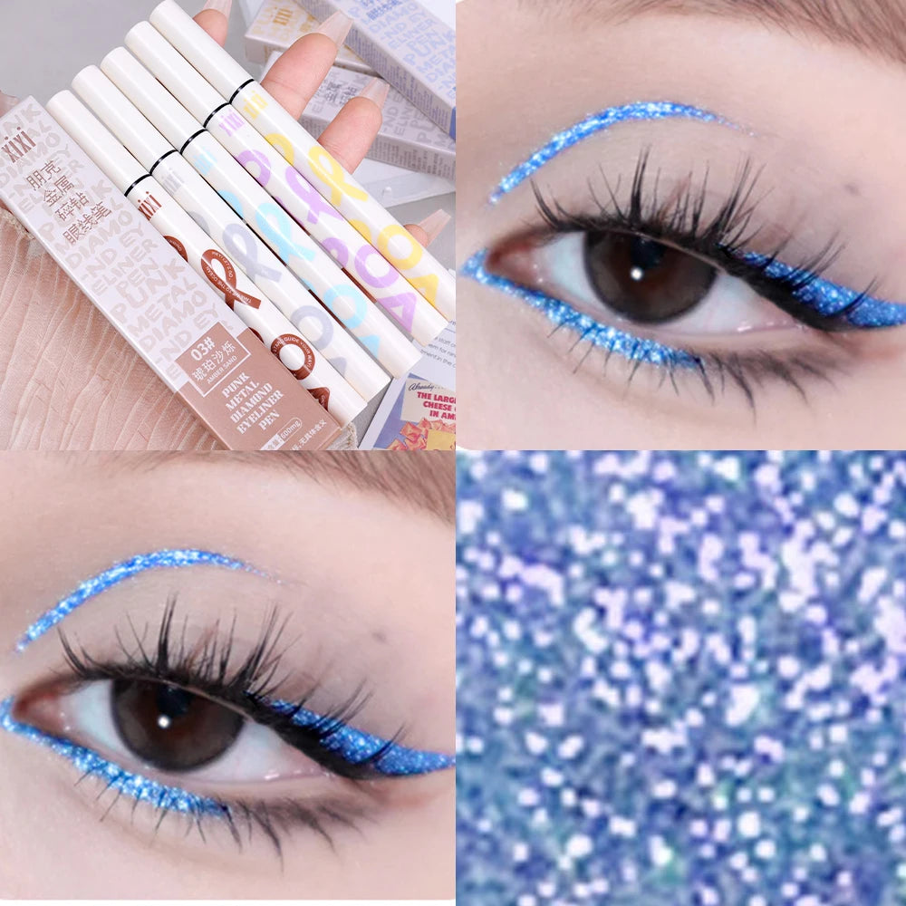 Crayon Eyeliner Liquide Nacré Mince, 6 Couleurs, 3 en 1, Brcorporelle, Ver à Soie, Bâton d'Ombre à Paupières, Lisse et Durable, Maquillage Eyeliner Pailmétrage