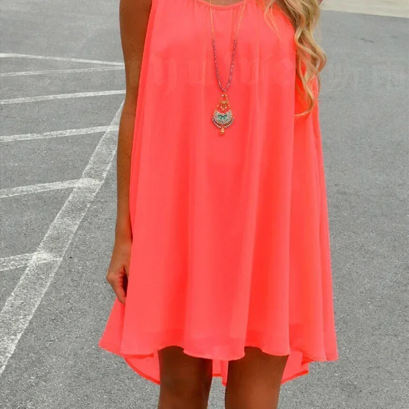 Robe de plage ample et décontractée pour femmes, Mini, sans manches, bretelles Spaghetti, ajouré, vêtements pour filles, moulante, été
