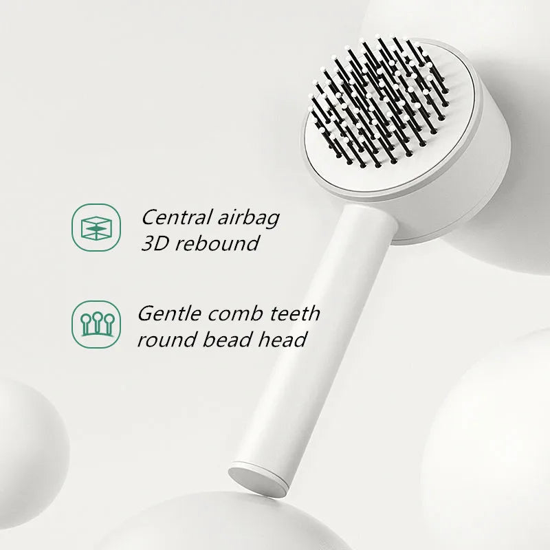 Peigne à cheveux Airbag Central, brosse à cheveux démêlante autonettoyante pour femmes, lisse, antistatique, Massage du cuir chevelu, livraison directe