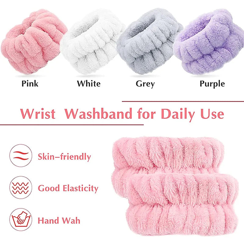 Bandeau de lavage de poignet en microfibre, serviette de lavage de poignet, chouchous pour laver le visage, bandeau absorbant pour femmes