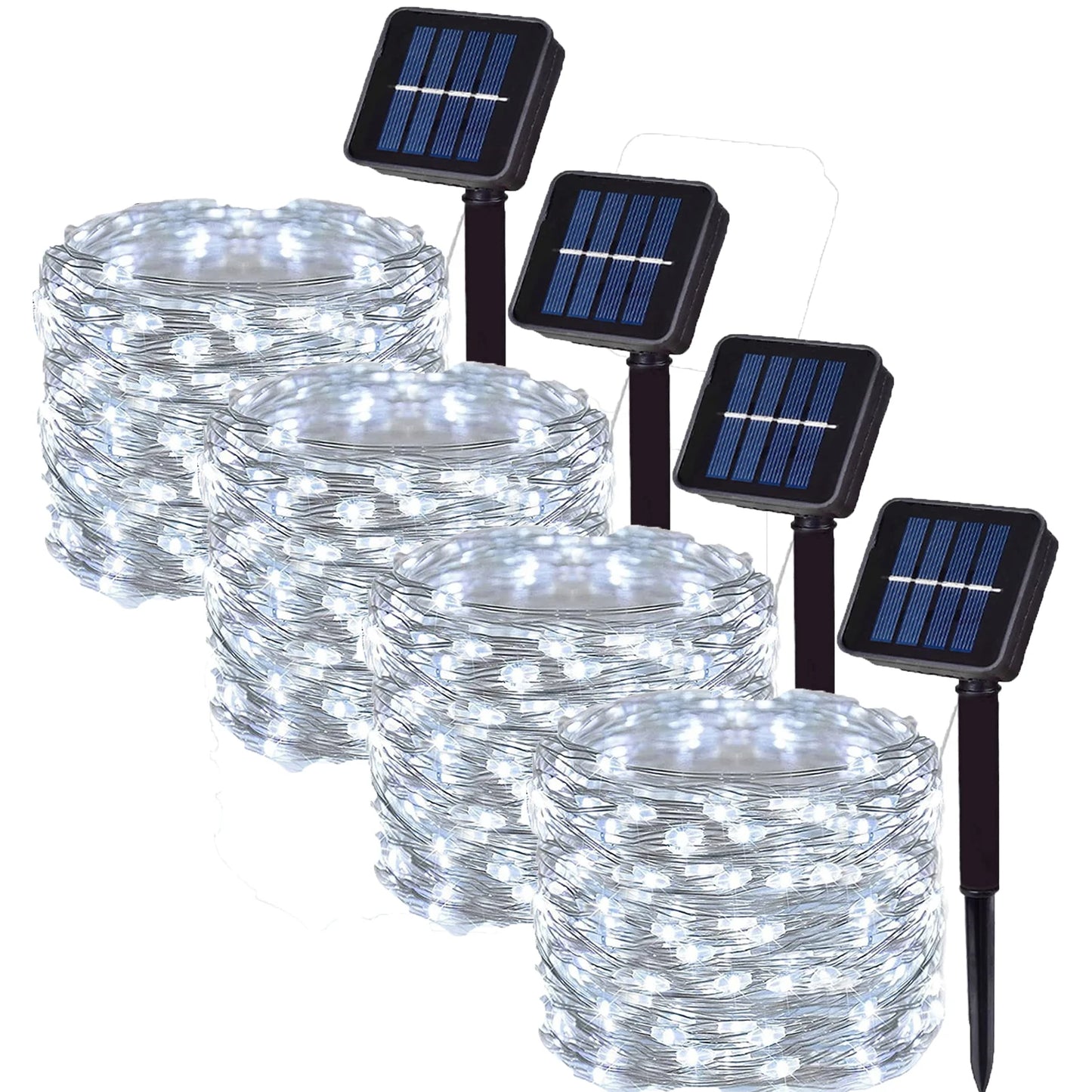 Guirlande solaire d'extérieur LED, guirlande féerique en fil de cuivre, lampe de décoration de jardin, cour, fête de noël, 8 modes