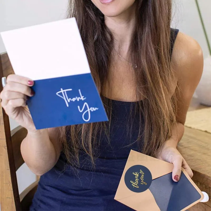 Étiquettes Autocollantes Bleues de Remerciements 50-500 Pièces, Sticker de Décoration, Sceau d'Enveloppes Fait à la Main, Fournitures de Papeterie, 1 Pouce