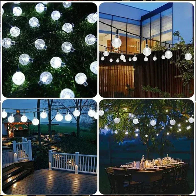 Guirlande solaire d'extérieur en cristal, guirlande lumineuse féerique de noël, 8 Modes, étanche, pour Patio, décoration de fête dans le jardin