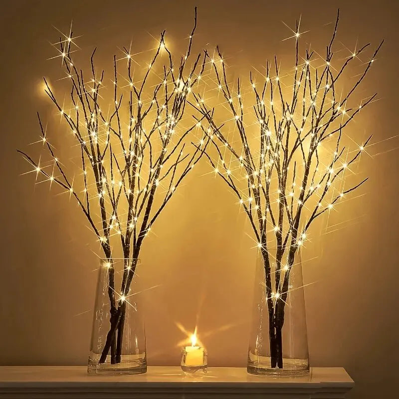 Branches artificielles marron à 50led, 1 pièce, 74cm/29,13 pouces, lumière de décoration intérieure alimentée par batterie pour la maison