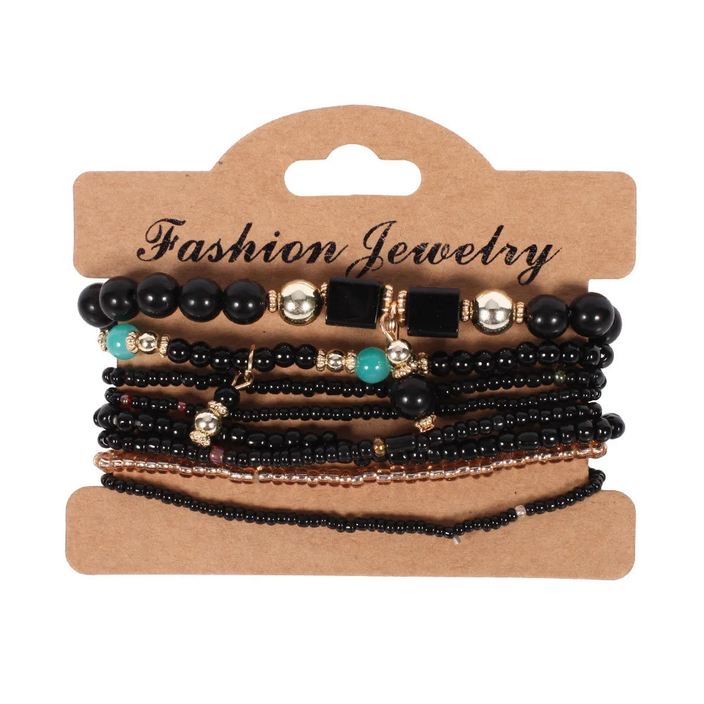 Ensemble de bracelets bohème en perles faites à la main pour femmes, chaîne de perles colorées d'été, accessoires de bijoux Boho pour hommes
