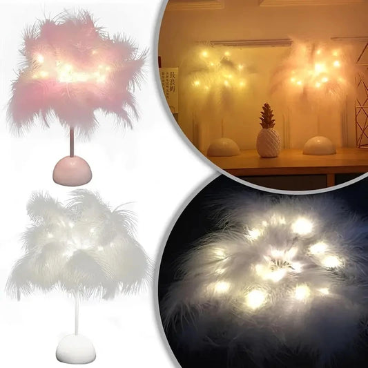 Lampe de table LED au design plume pour enfants, alimentée par batterie, portable et idéale pour une décoration de chambre à coucher pour toutes les occasions, 1 pièce