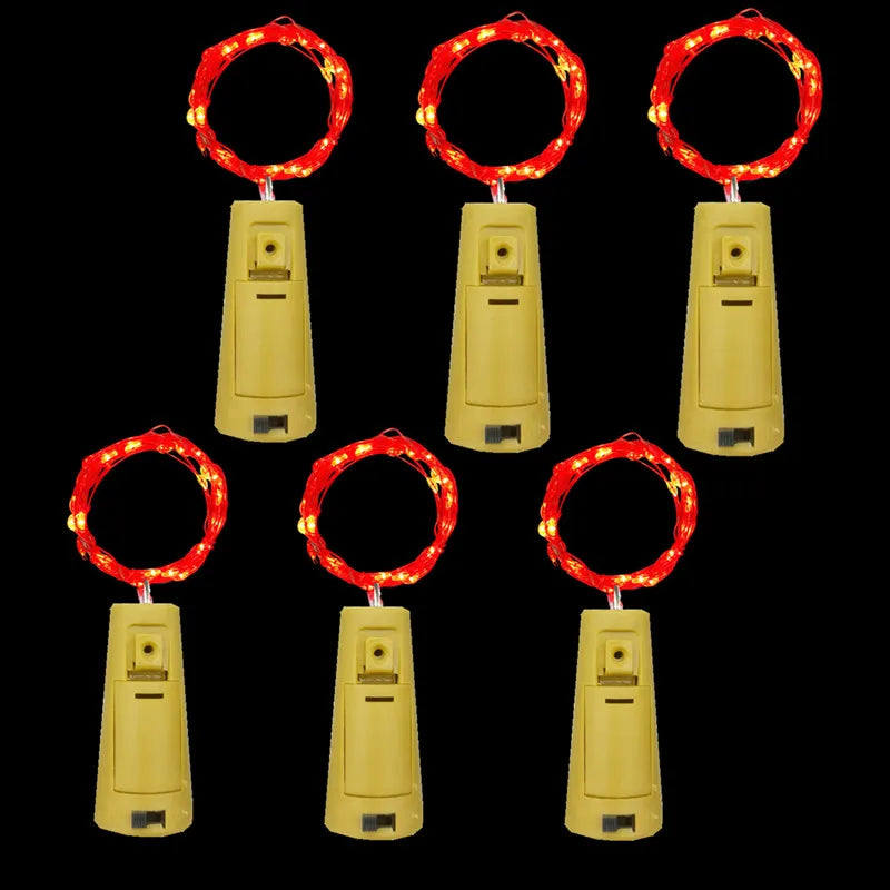 6 pièces - bouteille lumière batterie puissance LED bouteille