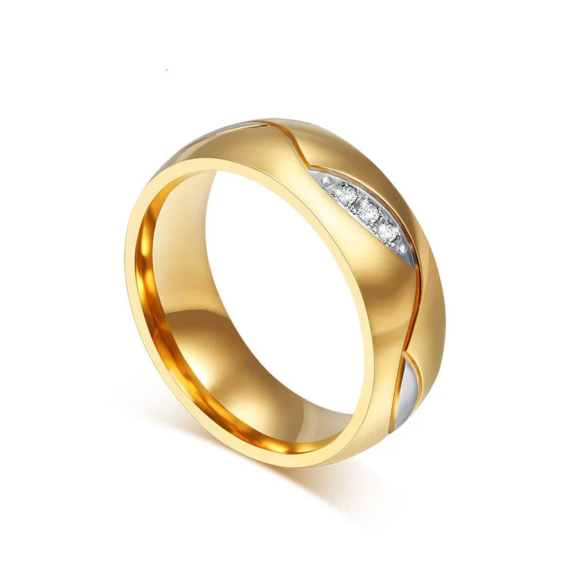 Vnox – bague de mariage couleur or pour femmes et hommes, bijoux en acier inoxydable
