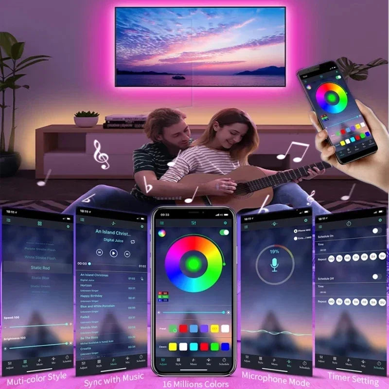 Lumières Led pour chambre à coucher Bluetooth Wifi App télécommande bande lumineuse Led Rgb 5050 Rgb Usb 5V bande Led Tv rétro-éclairage éclairage de pièce