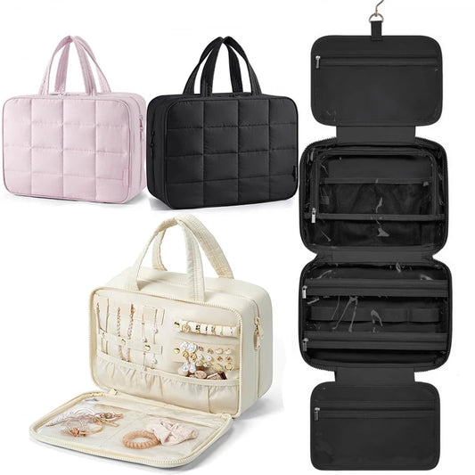 Trousse de maquillage de voyage, organisateur de produits de toilette pour femmes, crochet de salle de bain, pochette de lavage, sac de rangement de maquillage