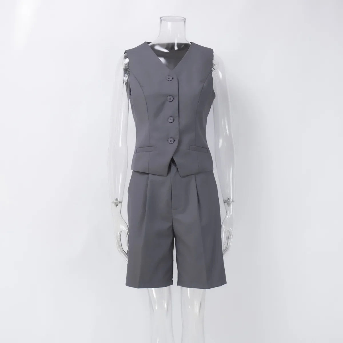 Ensemble deux pièces pour femmes, Slim, court, col en V, gilet sans manches, hauts Y2k, taille haute, ensembles assortis, Short élégant, Streetwear, été