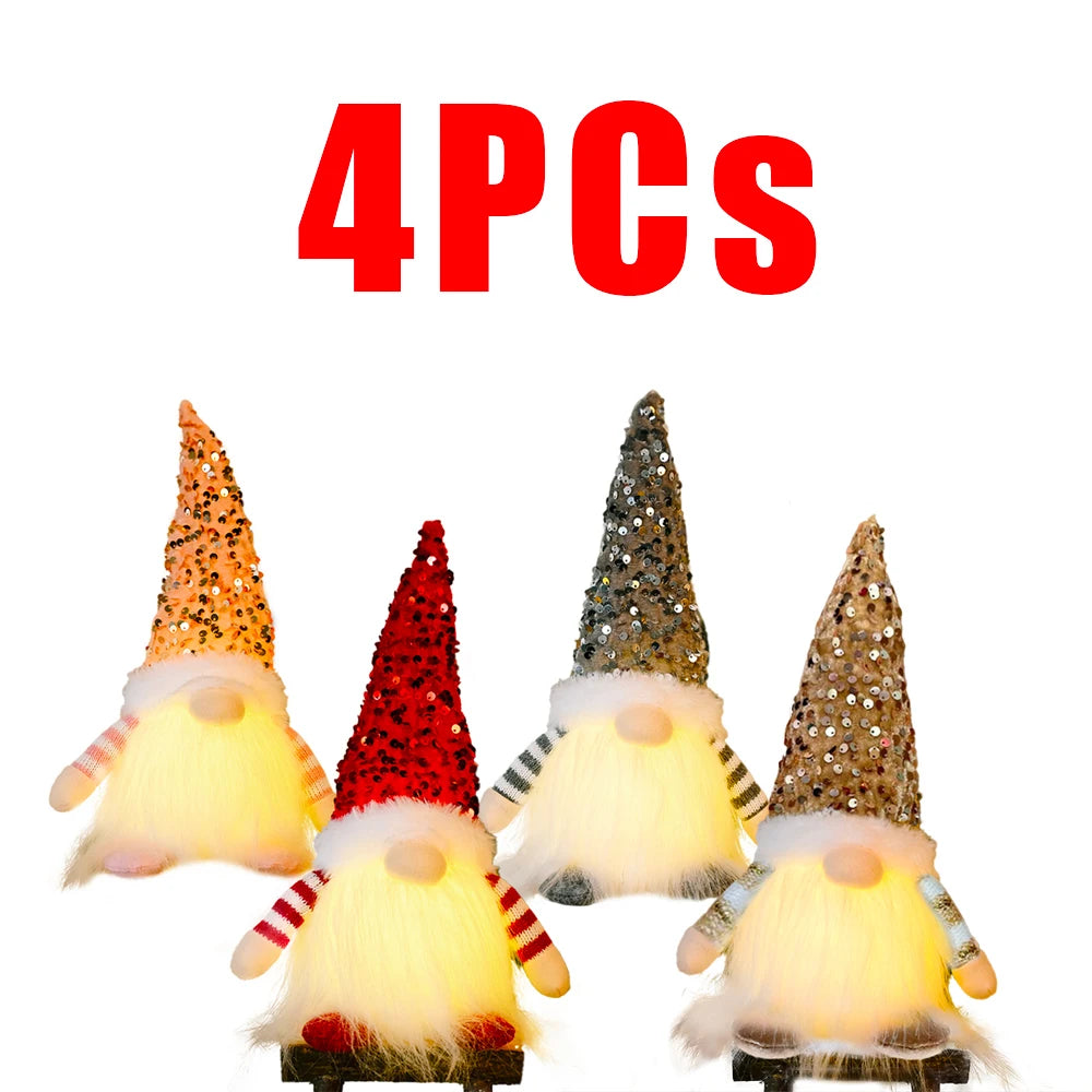 Gnome elfe avec lumière LED, décorations de Noël pour la maison