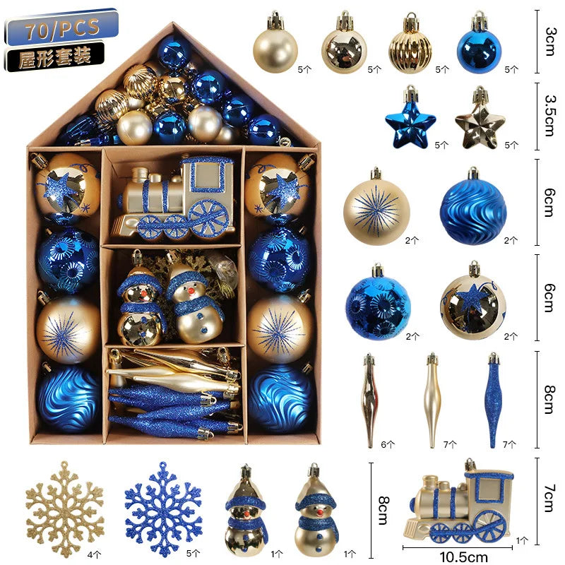 Ensemble d'ornements de boules de Noël, 1 boîte de 3 à 6cm, pendentif suspendu pour arbre de Noël
