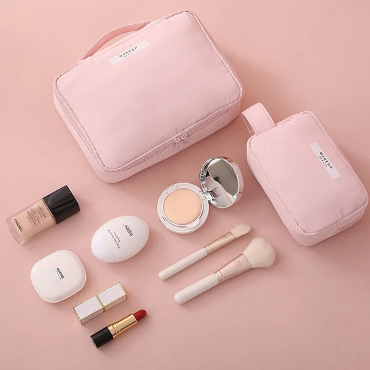 Trousse de maquillage de voyage résistante à l'eau, trousse cosmétique de toilette, boîte de maquillage portable de grande capacité, soins de la peau, évaluation de stockage