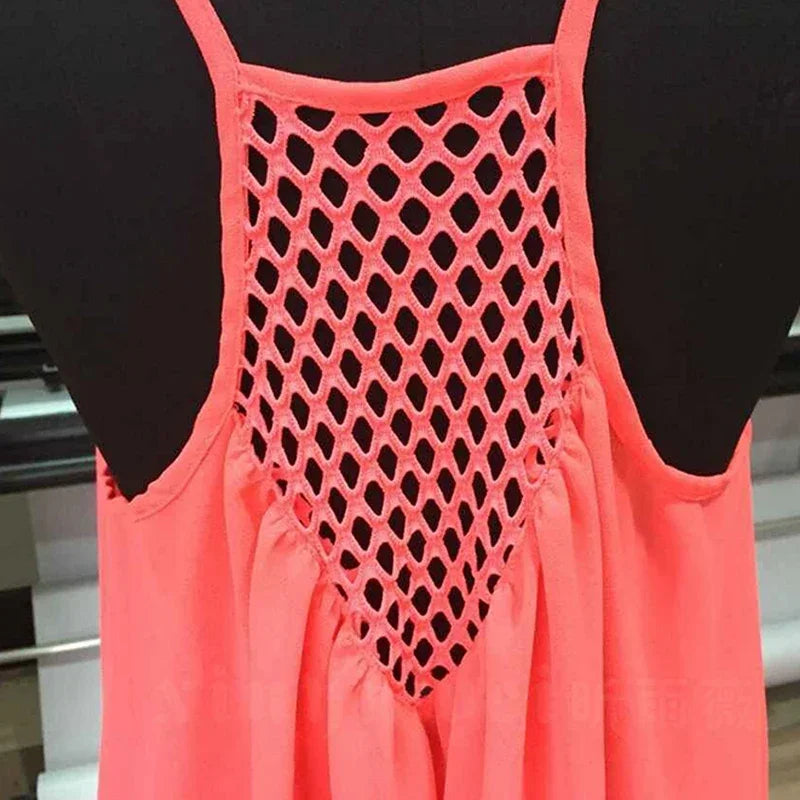 Robe de plage ample et décontractée pour femmes, Mini, sans manches, bretelles Spaghetti, ajouré, vêtements pour filles, moulante, été