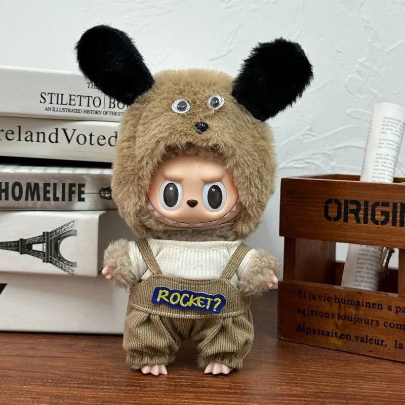 Costume de poupée Labubu mignon 17 Cm, vêtements Labubu, Figurines revêtues de caoutchouc, salopette, robes pour bébé, tenues d'été, cadeau de vacances