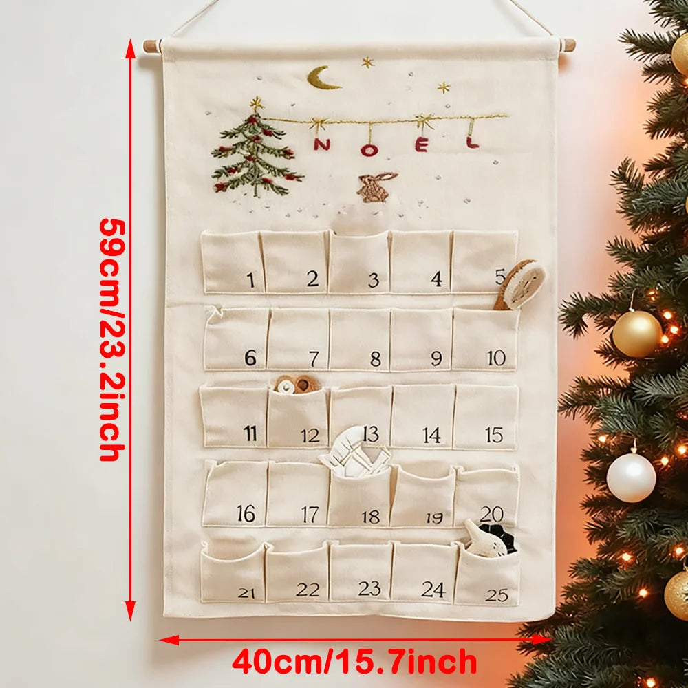 Calendrier de l'Avent personnalisé Noël Bunny avec 25 poches imprimées