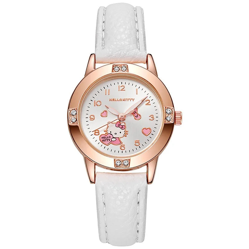 Sanrio Hello Kitty montres cannelle Kuromi ma mélodie mignon dessin animé or Rose avec ceinture en diamant montre montre à Quartz pour femme