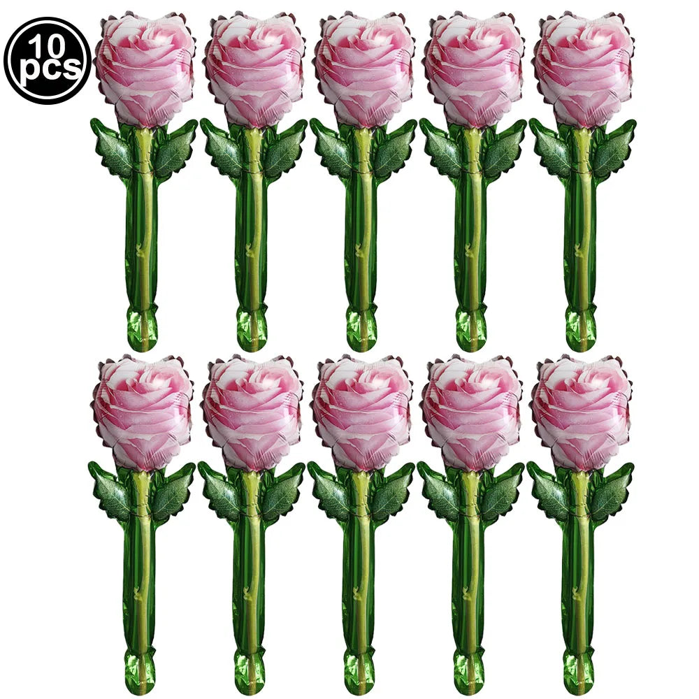 Grands ballons roses rouges de mariage, ballons en aluminium en forme de fleur de Rose, décorations cadeaux d'anniversaire pour la fête des mères, cadeaux d'anniversaire