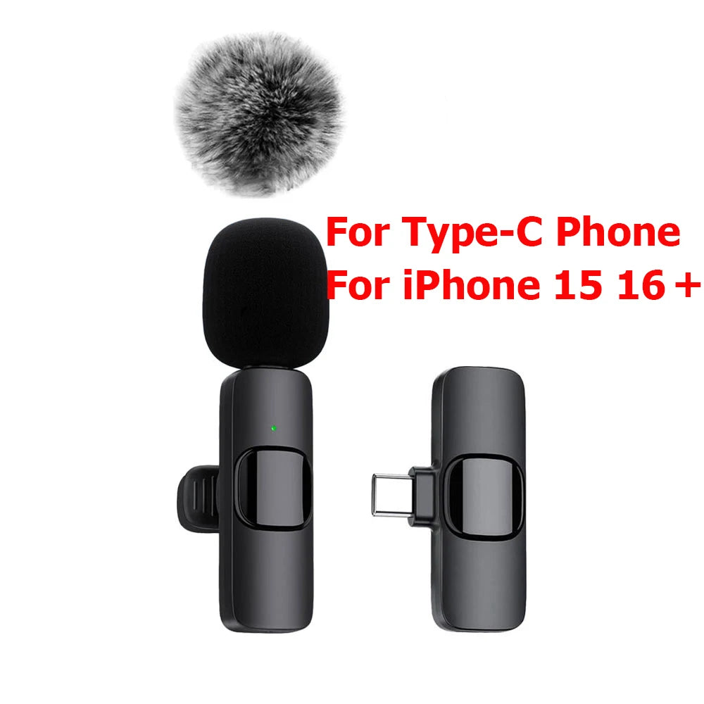 Microphone Lavalier sans fil, enregistrement Audio et vidéo, Mini micro pour iPhone, Android, ordinateur portable, jeu en direct, téléphone portable
