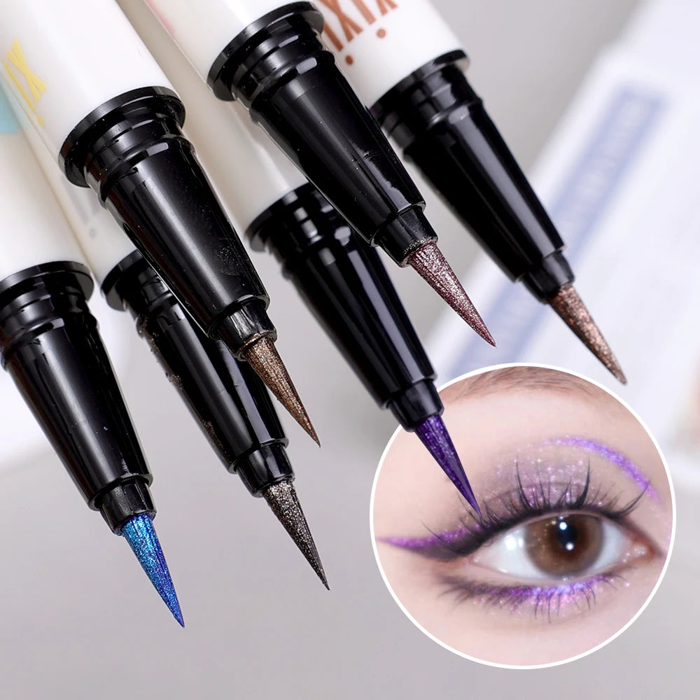 Crayon Eyeliner Liquide Nacré Mince, 6 Couleurs, 3 en 1, Brcorporelle, Ver à Soie, Bâton d'Ombre à Paupières, Lisse et Durable, Maquillage Eyeliner Pailmétrage