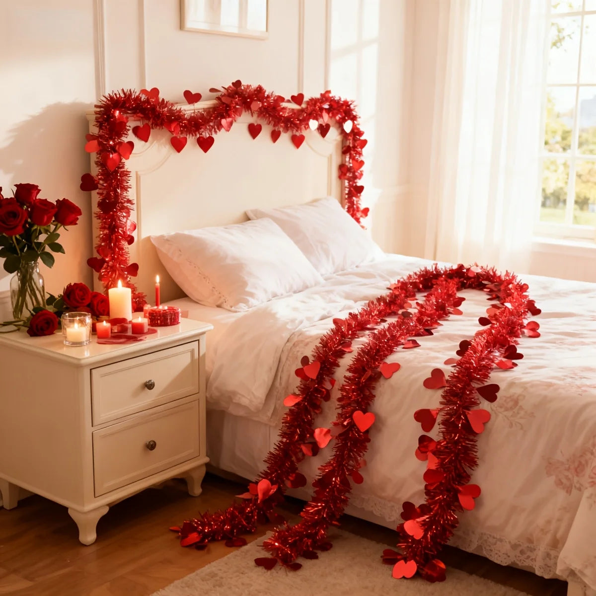 Guirlande de ruban suspendu en forme de cœur pour la saint-valentin, 4M