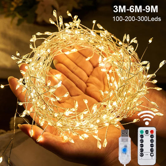 Guirxiété lumineuse LED avec télécommande, alimentation USB, 3 m, 6 m, 9m